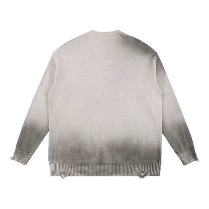 CAELMONT Distressed Ripped Crewneck Sweater