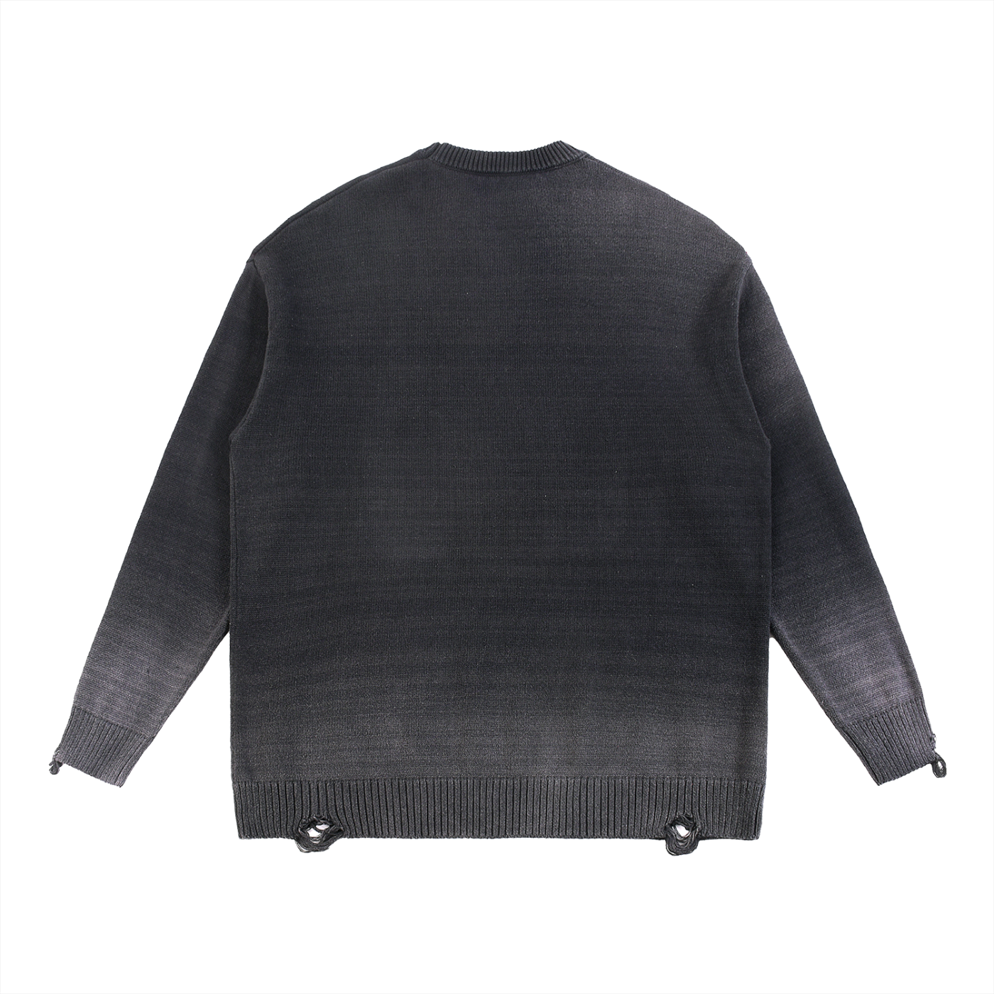 CAELMONT Distressed Ripped Crewneck Sweater