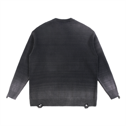 CAELMONT Distressed Ripped Crewneck Sweater
