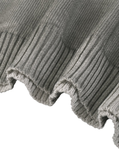 CAELMONT Distressed Ripped Crewneck Sweater